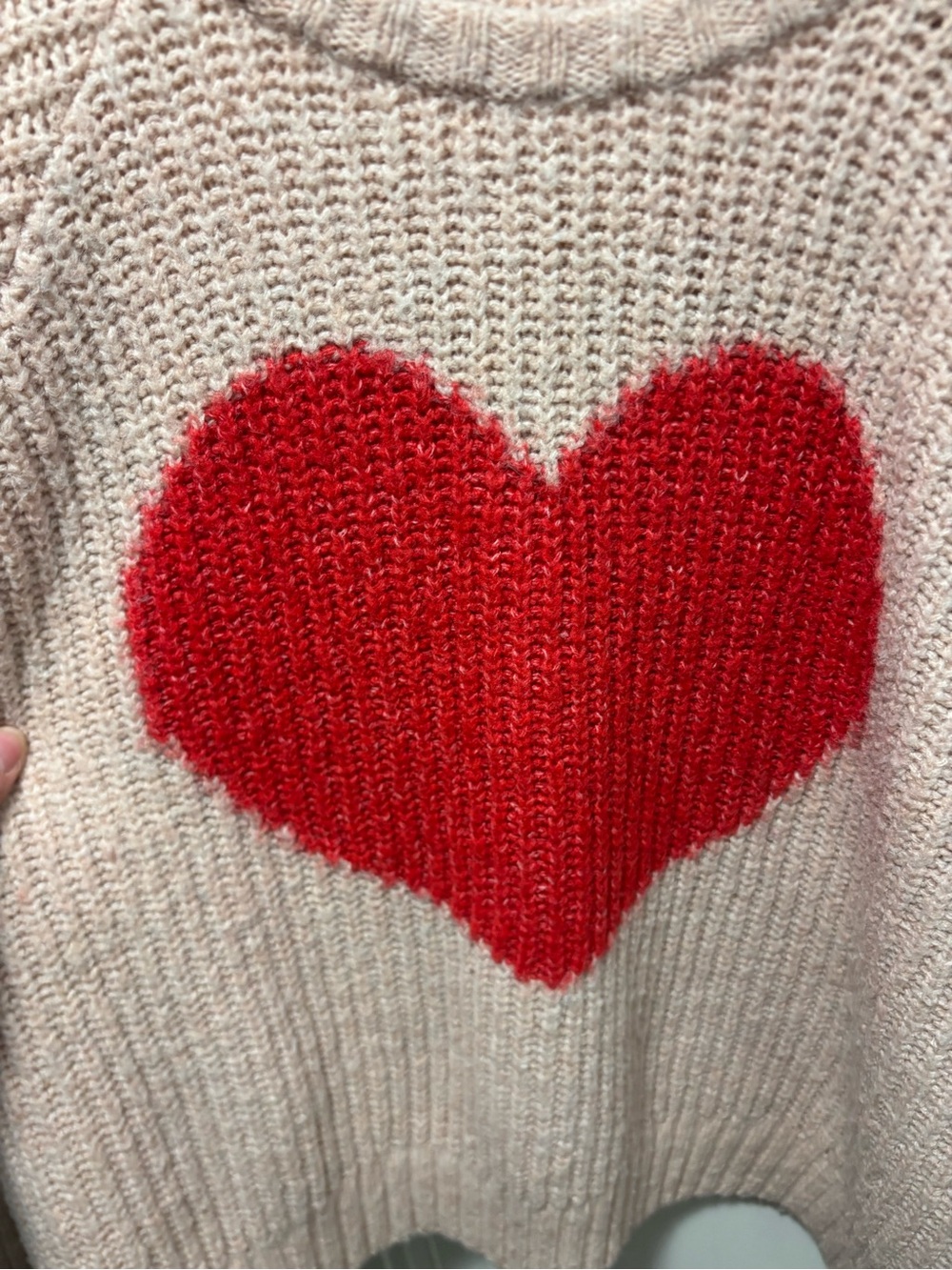 Old Navy Women’s Pink Heart Knit Sweater with Red Heart - Picture 2 of 3